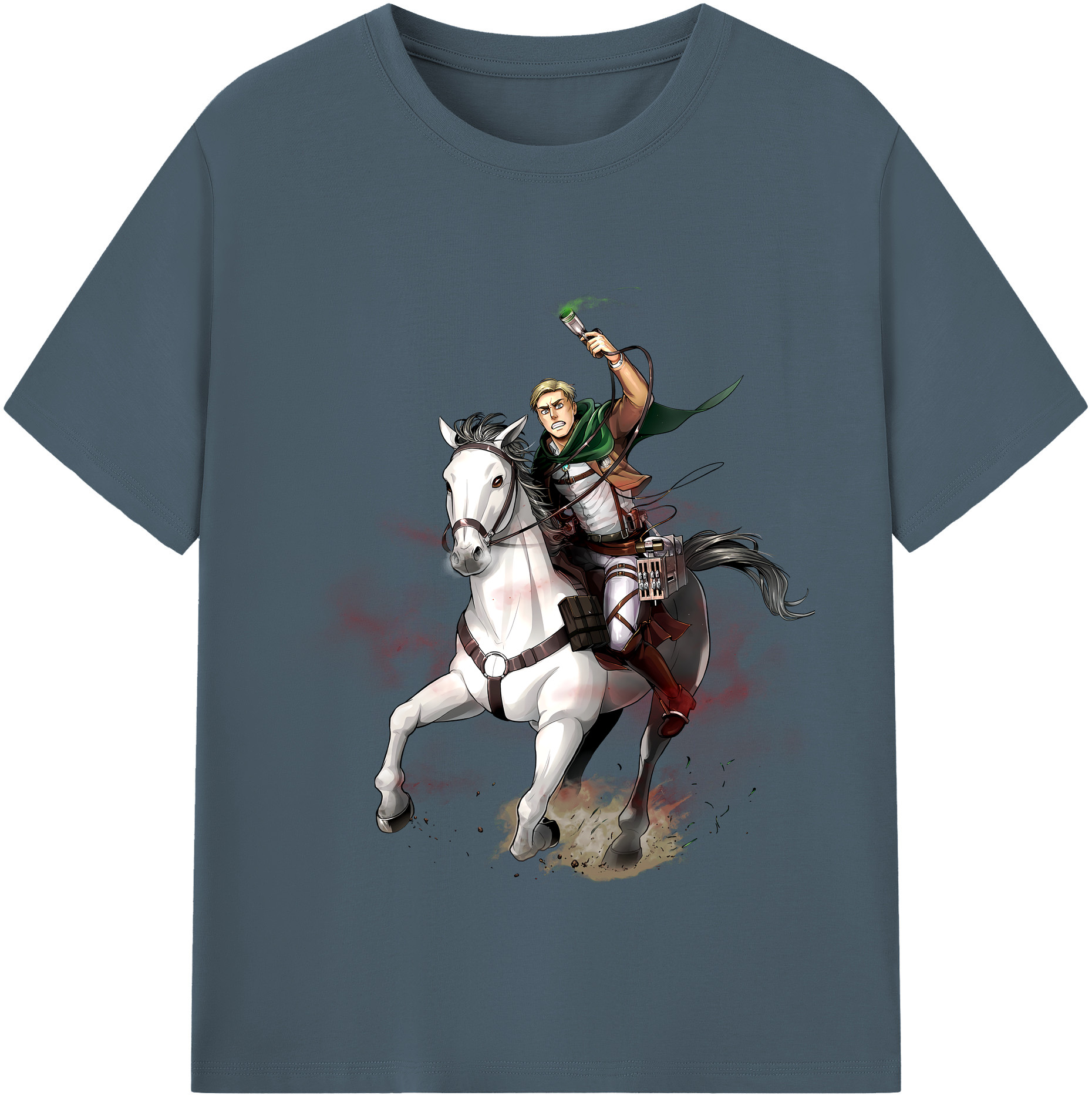 （画像用） 進撃の巨人 エルヴィン・スミス Attack on Titan Erwin Smith 綿100％半袖Tシャツ（フロントプリント）